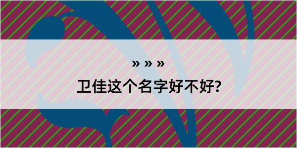 卫佳这个名字好不好?