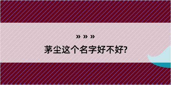 茅尘这个名字好不好?