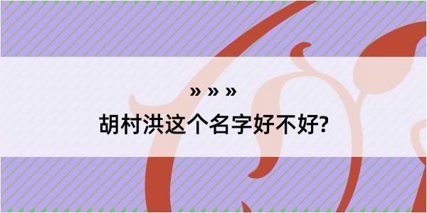 胡村洪这个名字好不好?