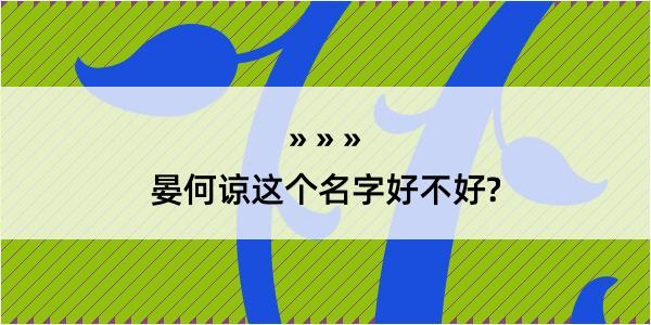 晏何谅这个名字好不好?