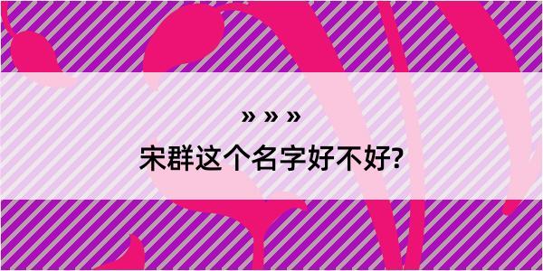 宋群这个名字好不好?