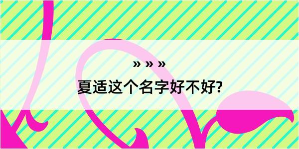 夏适这个名字好不好?