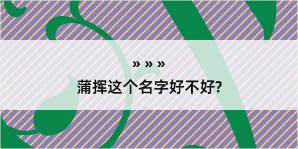 蒲挥这个名字好不好?