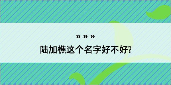 陆加樵这个名字好不好?