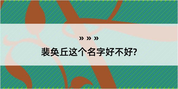 裴奂丘这个名字好不好?