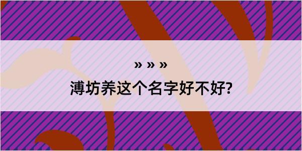 溥坊养这个名字好不好?