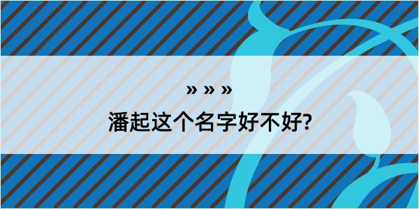 潘起这个名字好不好?