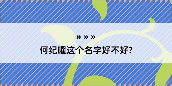 何纪曜这个名字好不好?