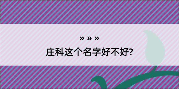 庄科这个名字好不好?