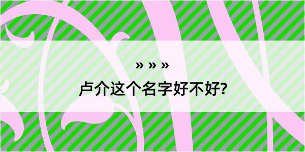 卢介这个名字好不好?