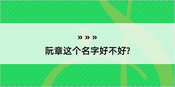 阮章这个名字好不好?