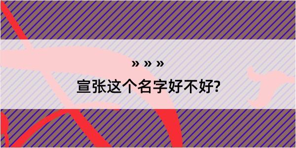 宣张这个名字好不好?