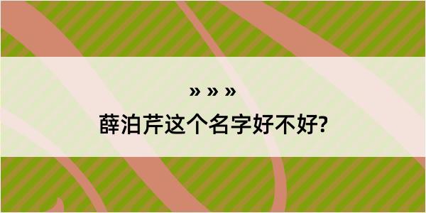 薛泊芹这个名字好不好?