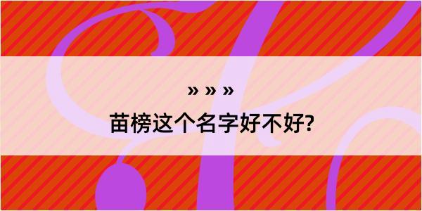 苗榜这个名字好不好?