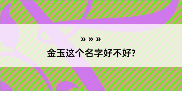 金玉这个名字好不好?