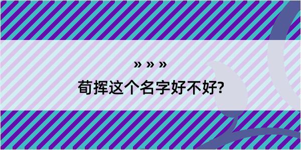 荀挥这个名字好不好?