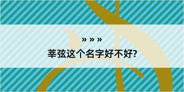 莘弦这个名字好不好?