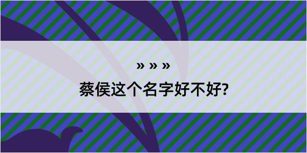 蔡侯这个名字好不好?