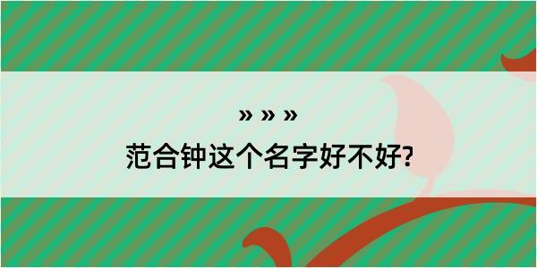 范合钟这个名字好不好?