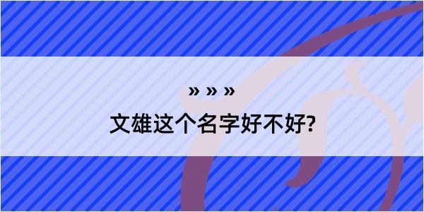 文雄这个名字好不好?