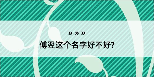 傅翌这个名字好不好?