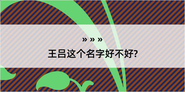 王吕这个名字好不好?