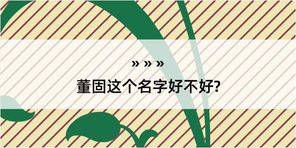 董固这个名字好不好?