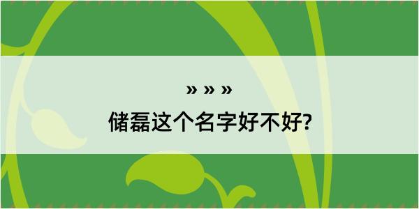 储磊这个名字好不好?