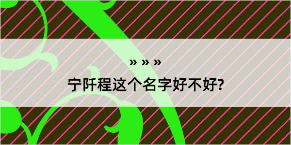 宁阡程这个名字好不好?