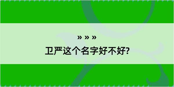 卫严这个名字好不好?