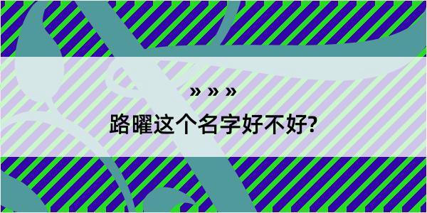 路曜这个名字好不好?