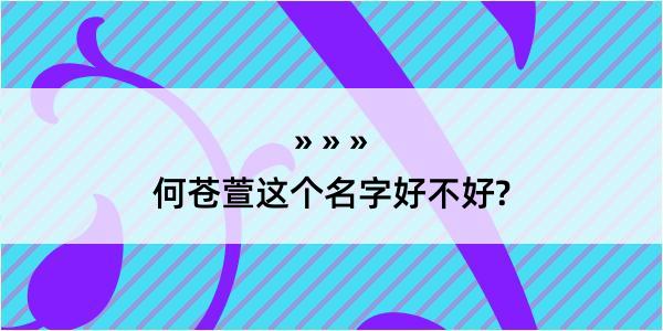 何苍萱这个名字好不好?