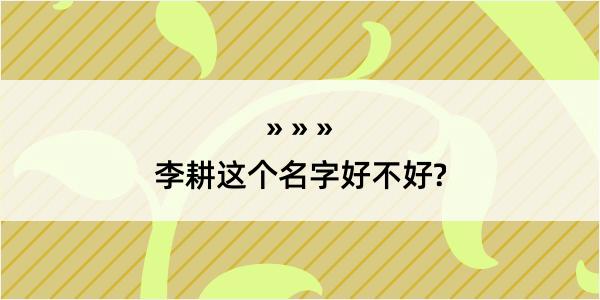 李耕这个名字好不好?