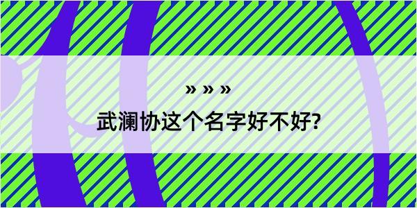 武澜协这个名字好不好?