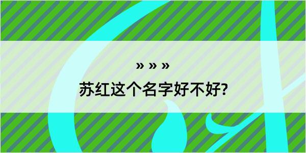 苏红这个名字好不好?