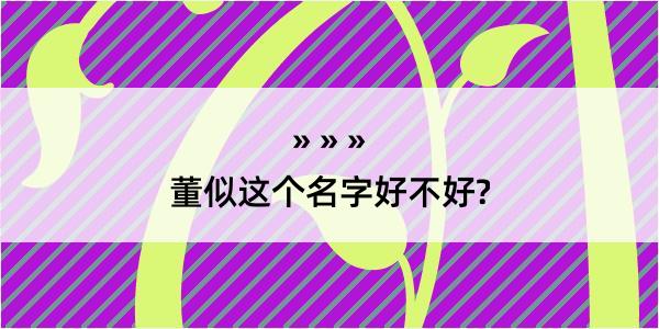 董似这个名字好不好?