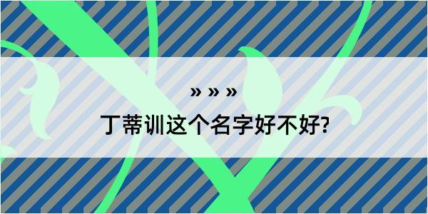 丁蒂训这个名字好不好?