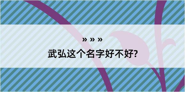 武弘这个名字好不好?