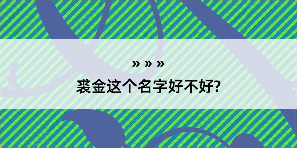 裘金这个名字好不好?