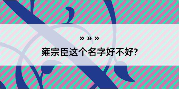 雍宗臣这个名字好不好?