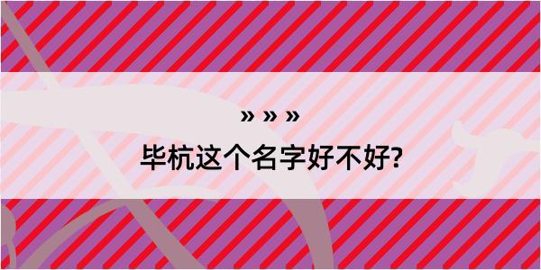 毕杭这个名字好不好?