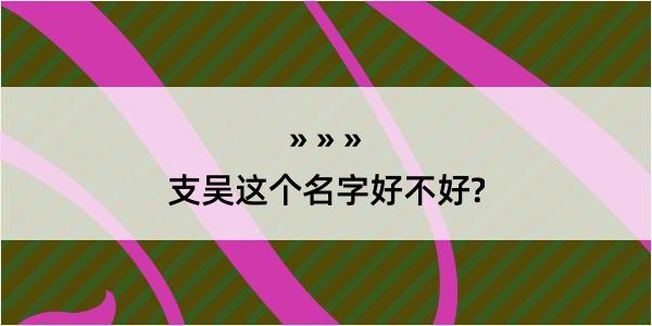 支吴这个名字好不好?