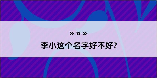 李小这个名字好不好?