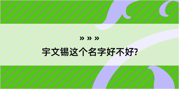 宇文锡这个名字好不好?