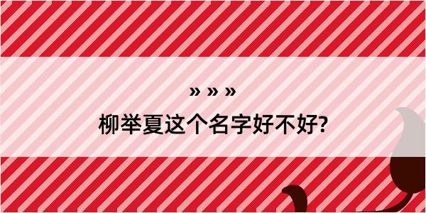 柳举夏这个名字好不好?