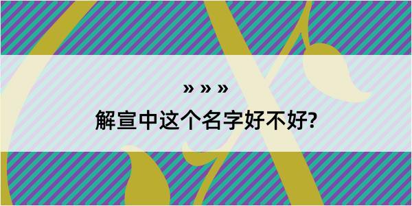 解宣中这个名字好不好?