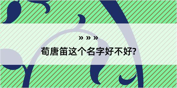 荀唐笛这个名字好不好?