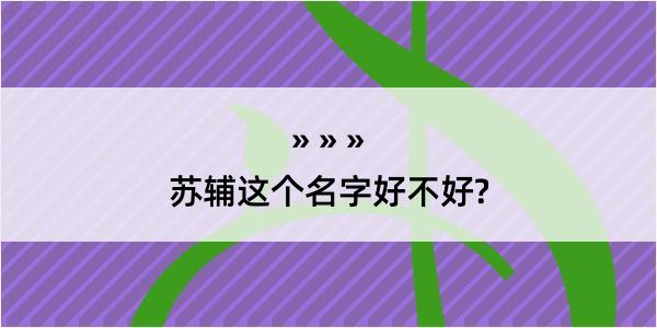 苏辅这个名字好不好?