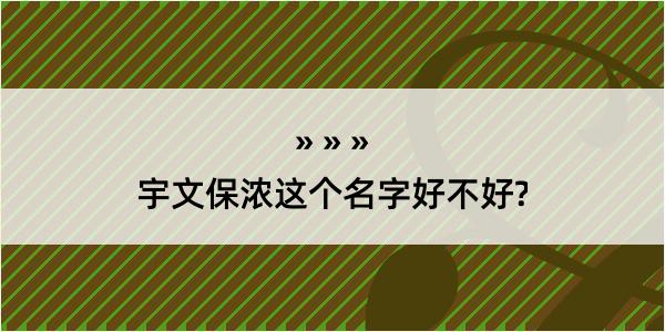 宇文保浓这个名字好不好?