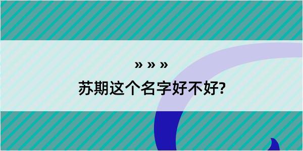 苏期这个名字好不好?